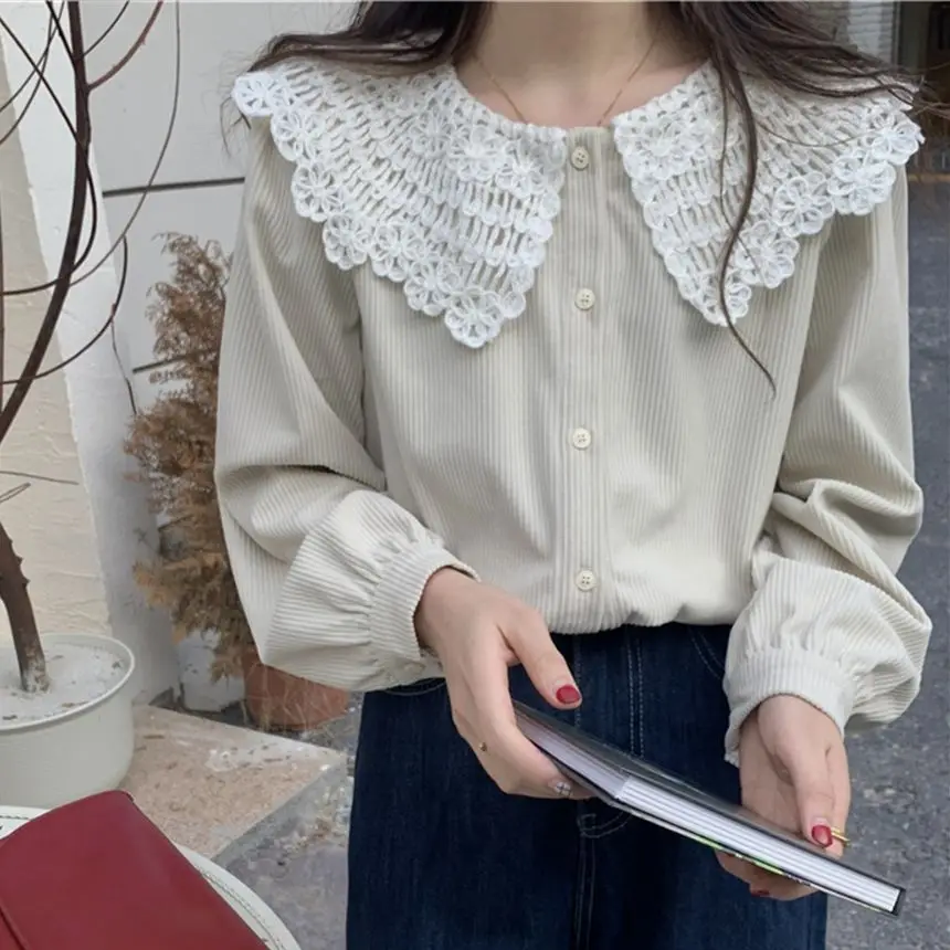 

Рубашка женская Вельветовая с длинным рукавом и воротником «Питер Пэн»