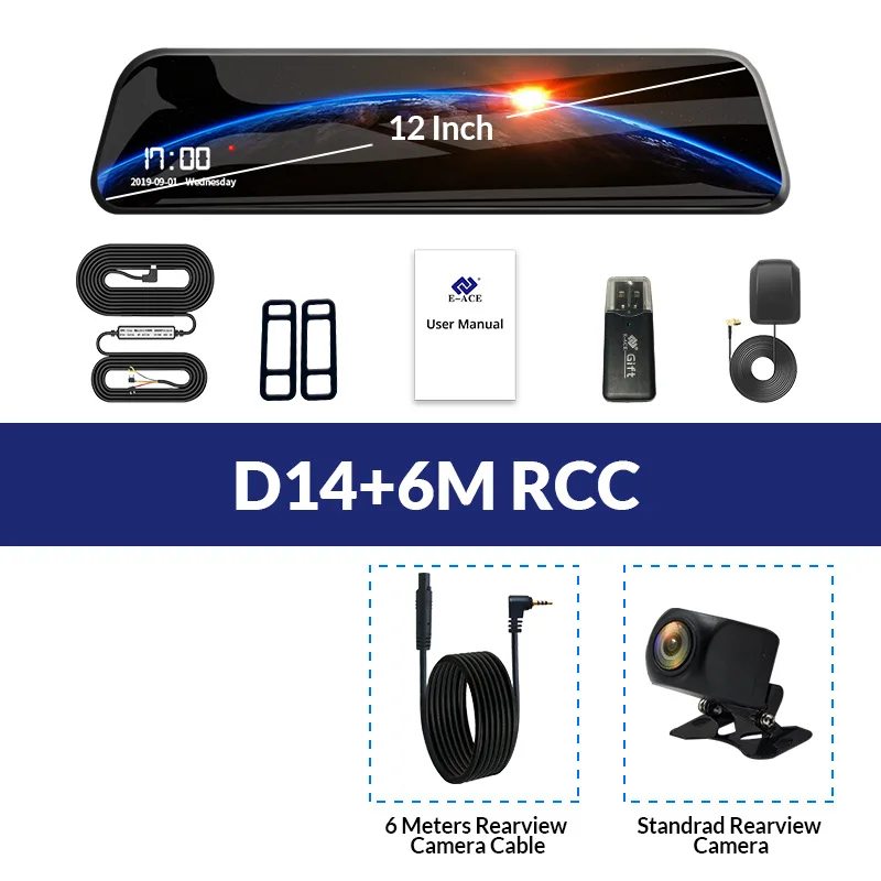 E-ACE 12 дюймов Android 4G DVR Автомобильная камера Android gps навигация автомобильный видеорегистратор с Bluetooth WiFi ADAS Автомобильный регистратор