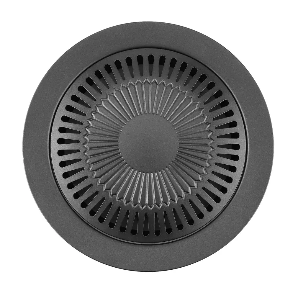 Портативный Круглый бездымный закрытый гриль барбекю с кисточкой антипригарная