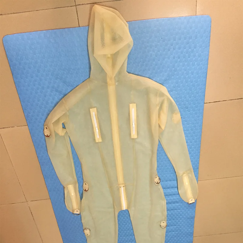 Натуральный прозрачный комбинезон латексный с рукавицами замком костюм