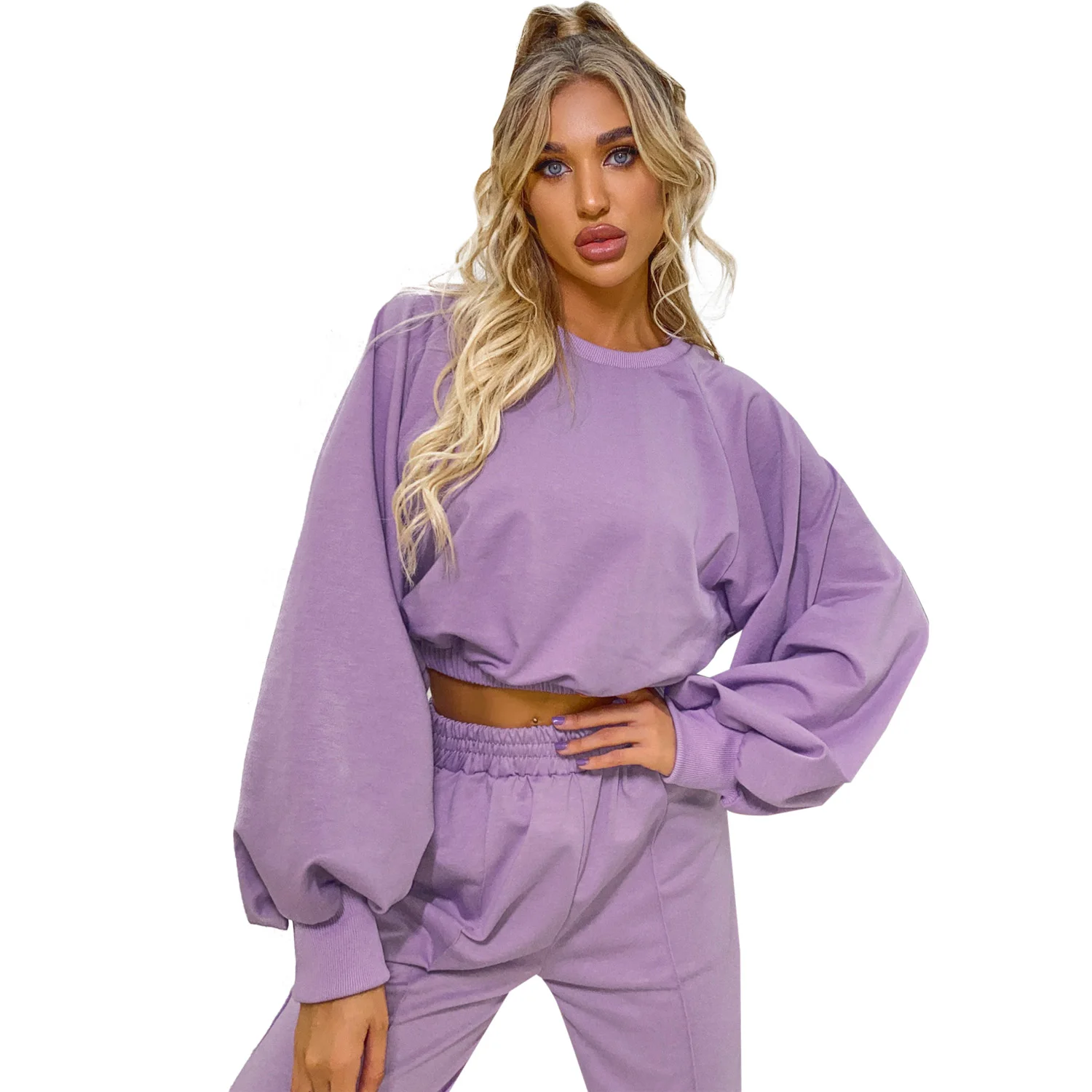 

ladies European and American INS fashionable joker round collar short loose fleece