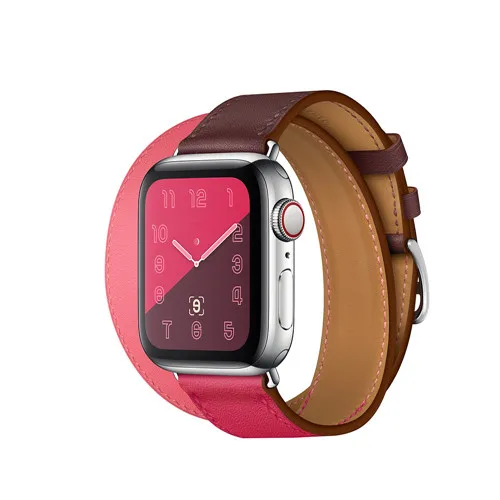 Bordeaux Rose Ремешок из натуральной кожи для apple watch 4, 5, ремешок 44 мм, iwatch, ремешок 42 мм, 40 мм, correa, apple watch, 38 мм, браслет, наручный ремешок для часов 3, 2 - Цвет ремешка: Bordeaux Rose
