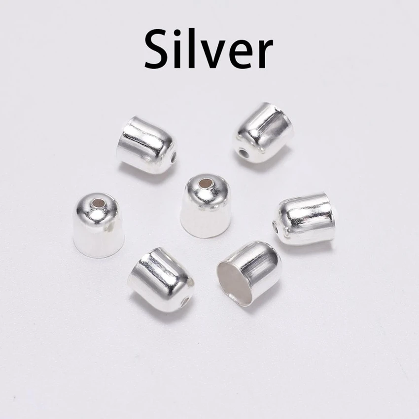 Silver 50 шт. концевые кисточки колпачки DIY Ювелирные изделия Поиск серьги браслет ожерелье на лодыжку аксессуары обжимные концевые бусины для изготовления ювелирных изделий - Цвет: Silver