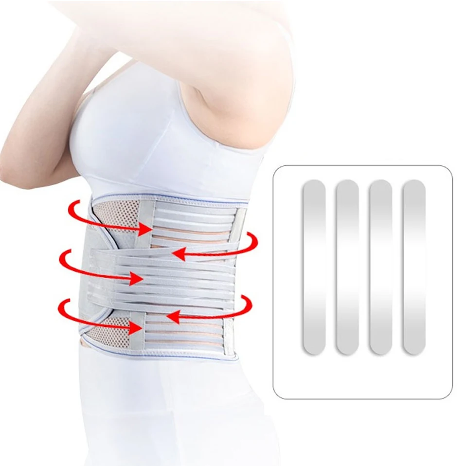 

Silver Steel Bone Adjustable Double Pull Posture Corrector Brace Lower Back Spine Waist Trimmer Belt Lumbar Support Trainer Belt