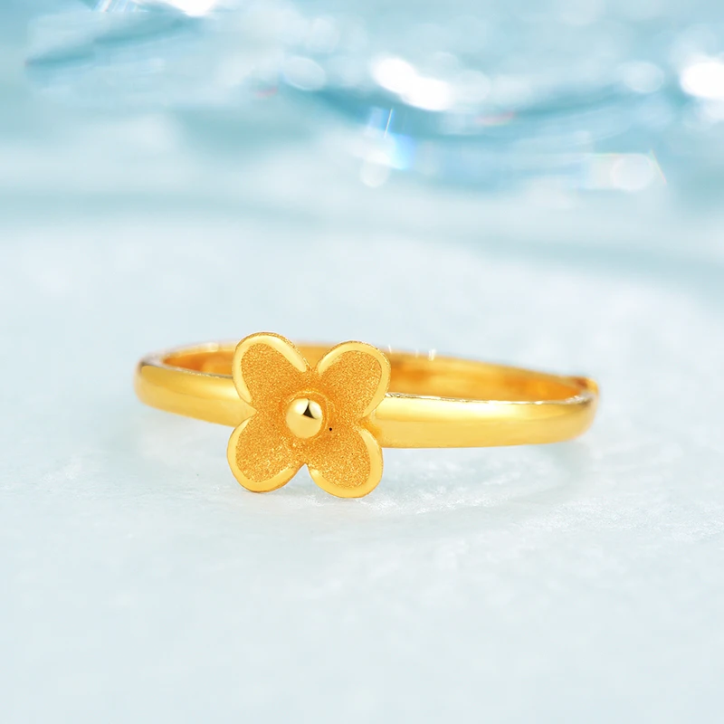 Женское золотое кольцо с матовым клевером 24 к | Украшения и аксессуары