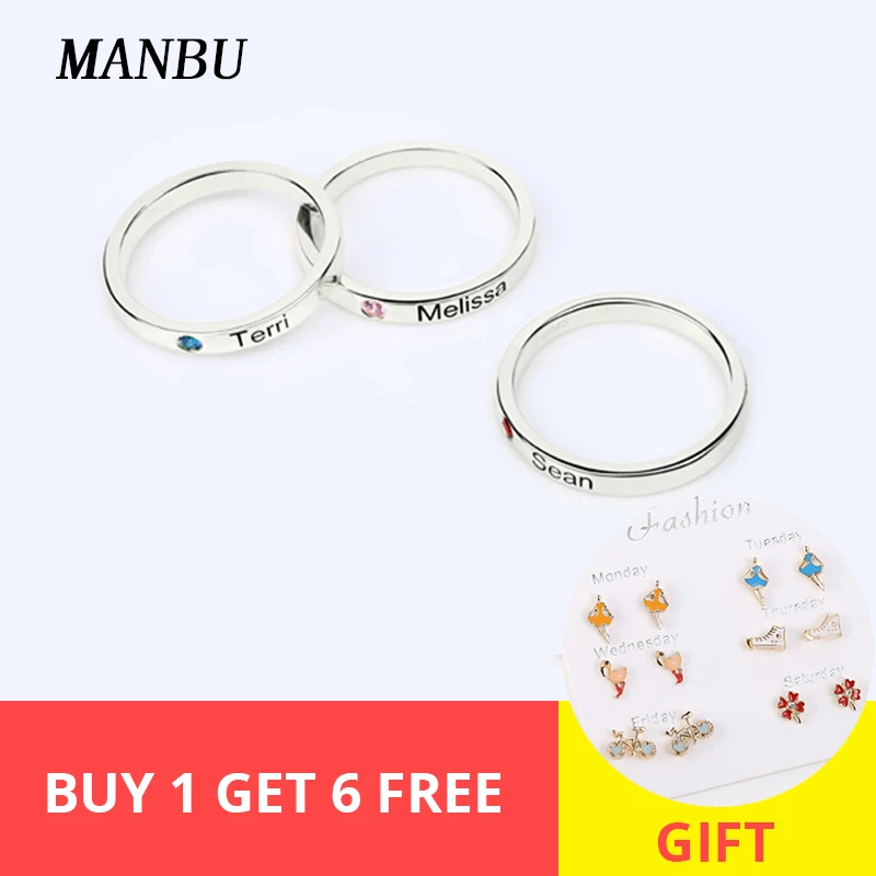 Персонализированное кольцо с именем из камня оригинальное серебро 925 уникальные