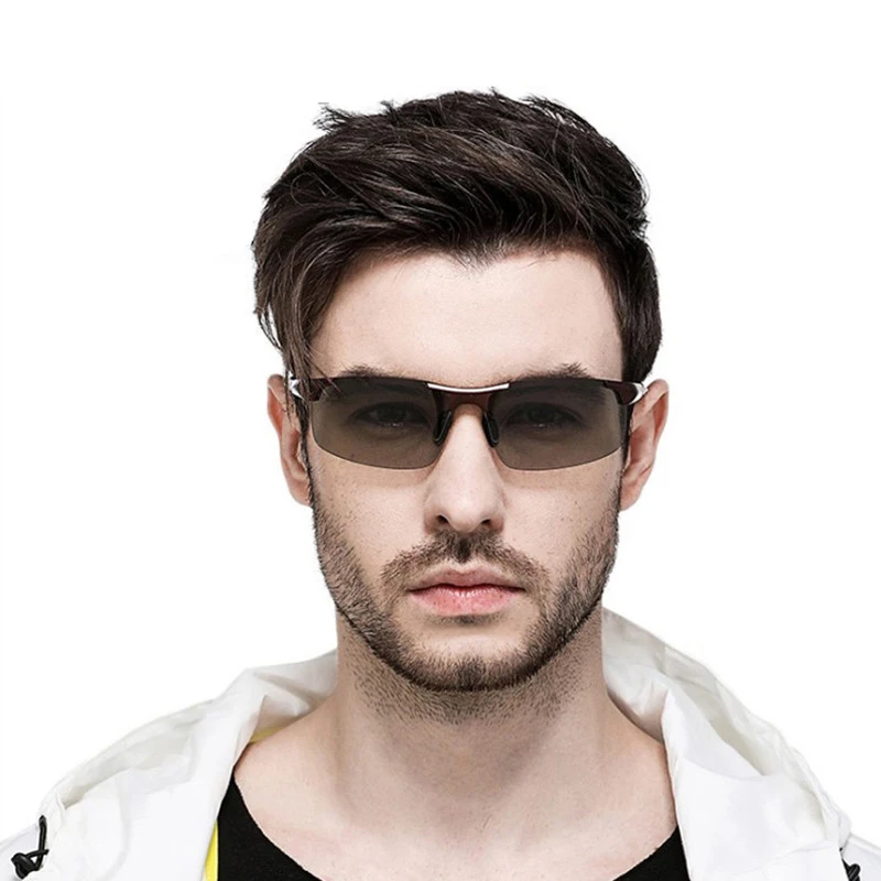 Мужские фотохромные солнцезащитные очки металлические поляризационные