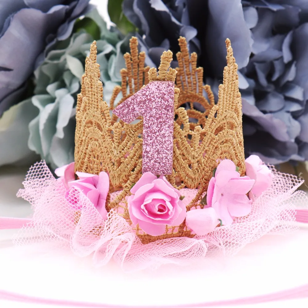 Новинка корона повязка на голову с цветочным кружевом Золотая тиара для