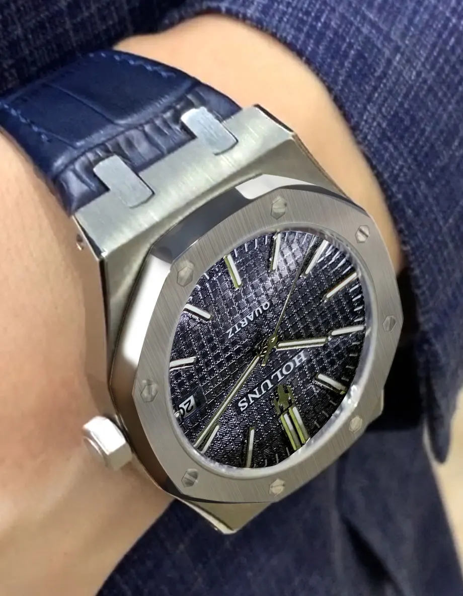 HOLUNS Лидирующий бренд Роскошные мужские часы кожаный календарь наручные