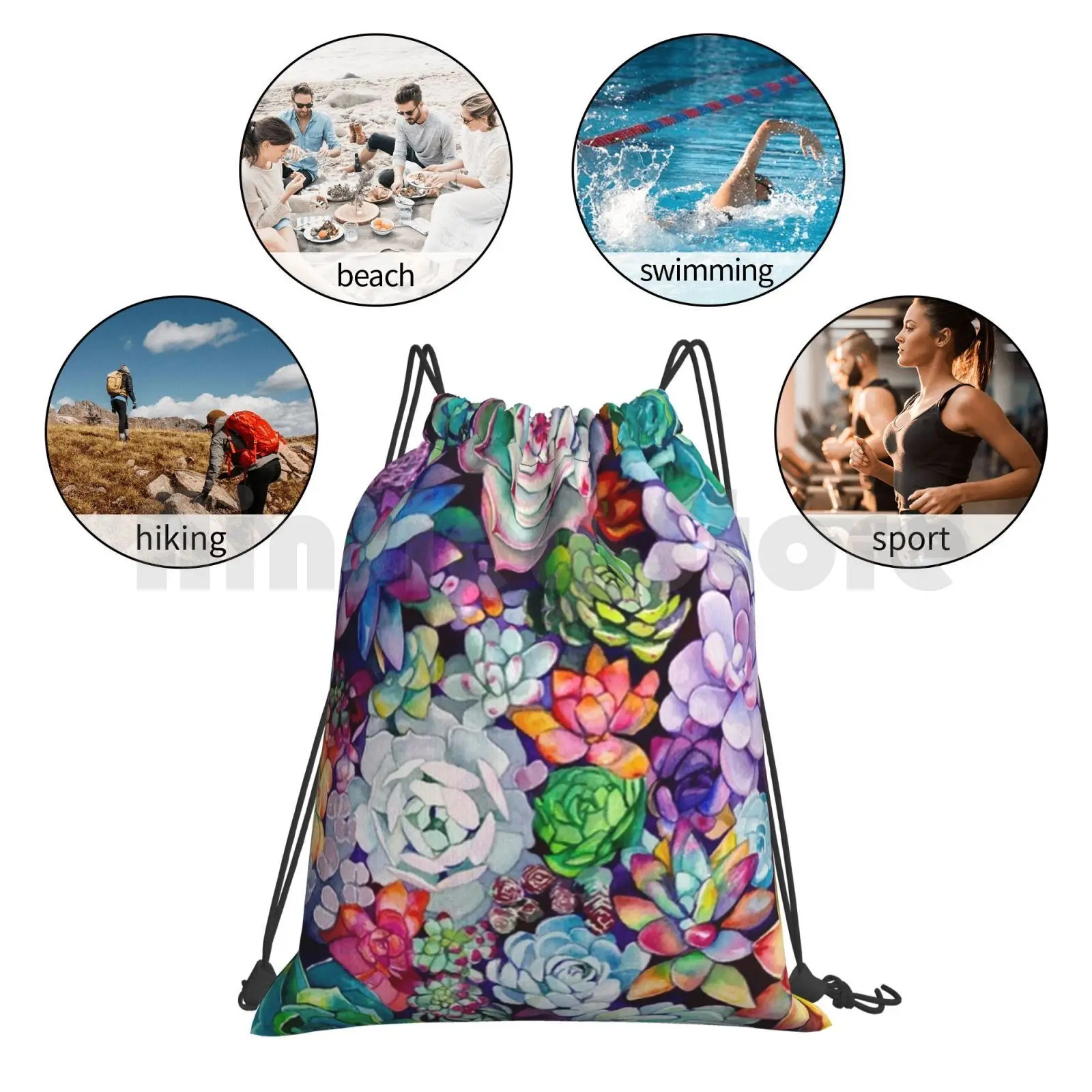 

Succulent Garden Backpack Drawstring Bag Riding Climbing Gym Bag Succulent Garden Succulent Garden Cool Flower Trend