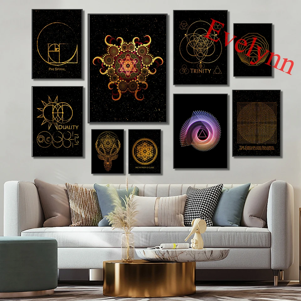 

Sacred Geometry Poster|Occult Spiritual Art|Psychedelic Art|Universal Symbol Flower Of Life| Living Room Decor Canvas Wall Print