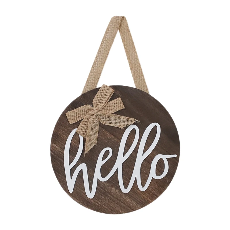 

Hello Sign Front Door Wreaths Sign for Rustic Farmhouse Porch Decorations Hangers Front Porch Decor Outdoor Hanging Sign