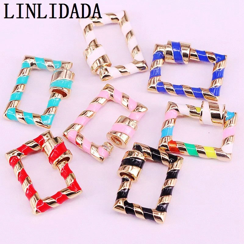 

8Pcs 15x19mm Colorful Enamel Rectangle Shaped Screw Lock Clasp,White Red Pink Blue,Fashion Necklace/Jewelry Making Supplies