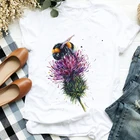 ZOGANK женские Цветочная Акварельная пчелы Модная Повседневная 90s печати Футболка женская футболка для детей, одежда для девочек, топы, футболка с рисунком