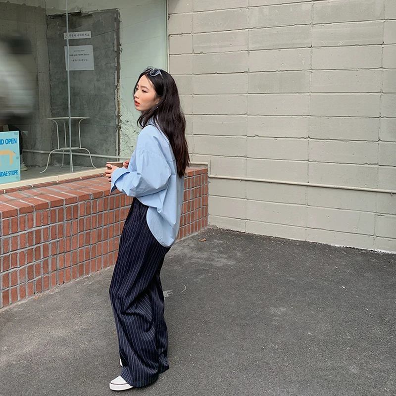 Новинка весна-лето 2021 свободные тонкие универсальные прямые брюки HziriP в полоску