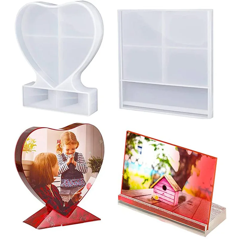 Love Heart Square Photo Frame Epoxy Mold for DIY Craft Resin Decorative Craft Jewelry Making Mold Silicone Mould
