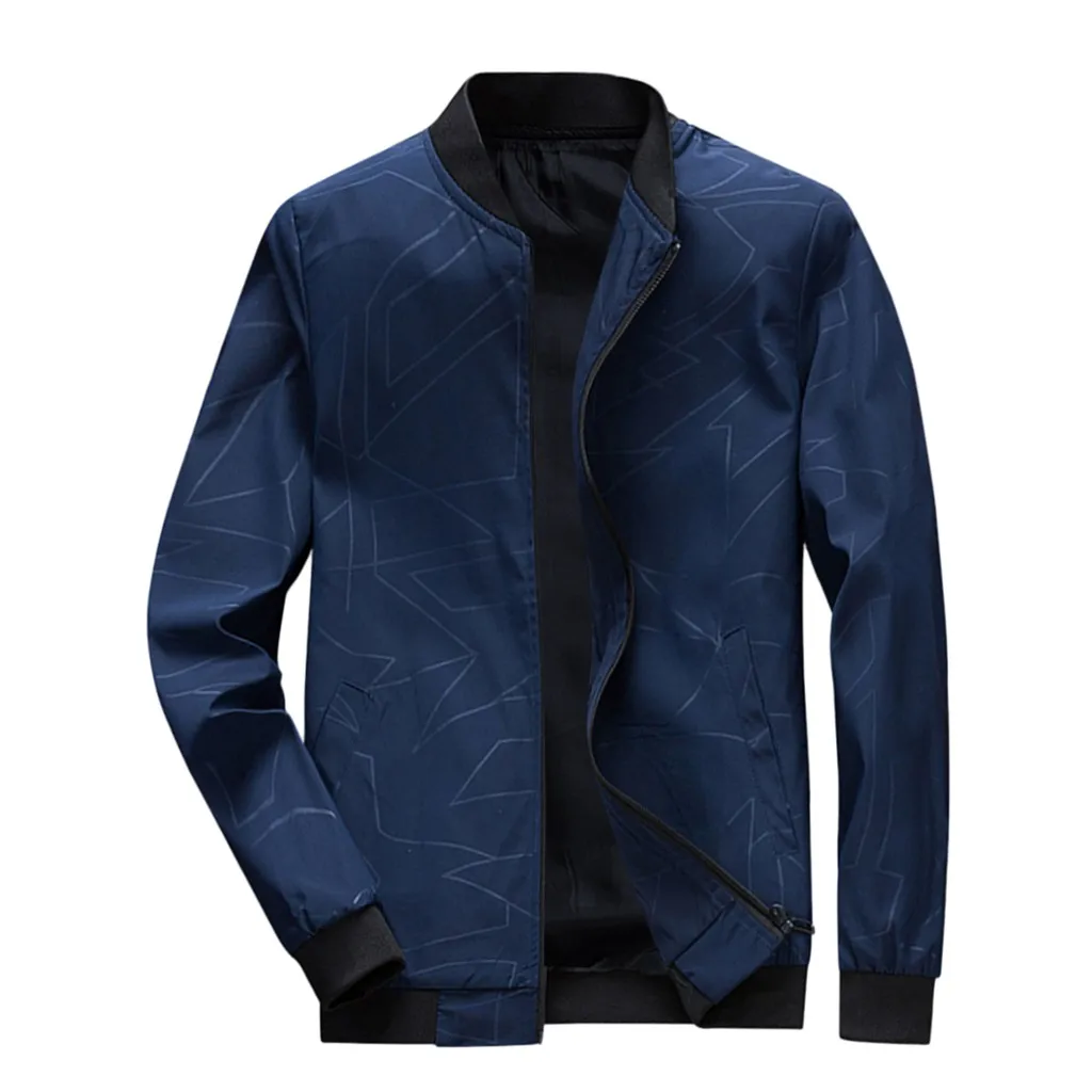 Весенне-осенняя Новинка мужская куртка-бомбер на молнии повседневная Уличная