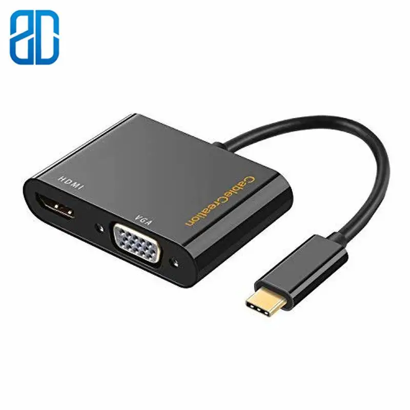

USB C to HDMI + VGA USB Type C (Thunderbolt 3 Compatible) to HDMI 4K+VGA Adapter, Compatible Macbook Pro/Chromebook Pixel 0.2M