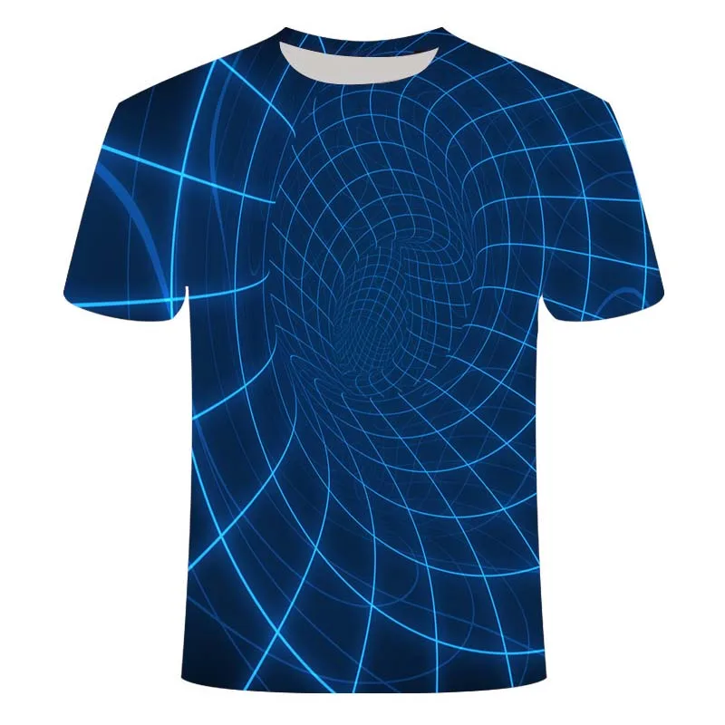 

2021 Fashion Casual Short Sleeve Three-Dimensional Vortex Men T-Shirt 3D Printed Summer O-Neck Daily Casual Funny T-Shirts