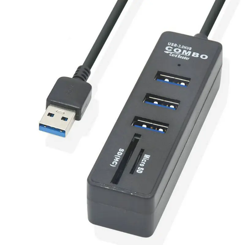

Быстрая скорость 2 в 1 OTG USB3.0 концентратор сплиттер комбо 3 порта и SD/TF кардридер черный белый концентраторы для портативных ПК
