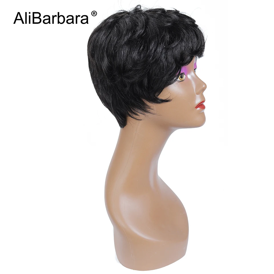 Короткие парики из человеческих волос Pixie cut для женщин красный темно-коричневый