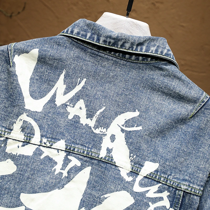 Мужская куртка и пальто Джинсовая трендовая джинсовая уличная хип-хоп модная