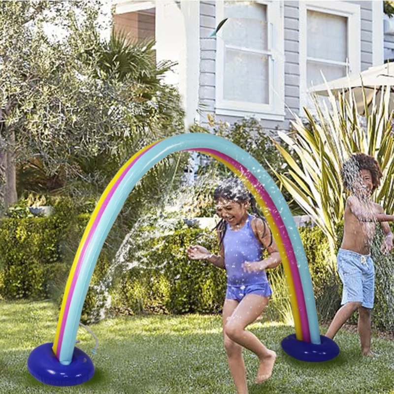 

Children Outdoor Funny Rainbow Cloud Yard Sprinkler Giant Inflatable Archway Lawn Beach Toys For Kids Adult Baby Games Center