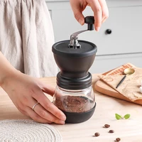 manual coffee bean grinder adjustable hand coffee bean mill with 2 glass jars silicone cover and stainless steel handle