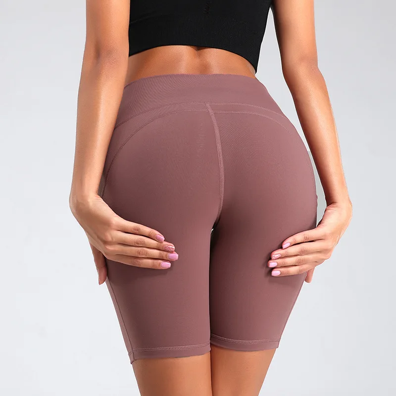 

Five-Point Sports Pocket Tight Fitness Quick-Drying High Waist Hip Yoga Shorts Running Shorts
