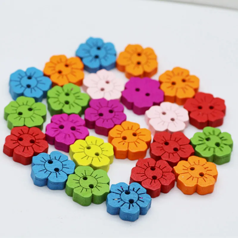 100 шт Смешанные Цветочные деревянные кнопки для одежды спицы вязания ремесел