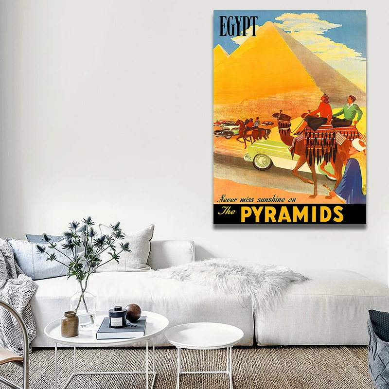 

Egypt Pyramids Canvas Painting Posters Vintage Across the Desert Travel Prints Wall Art Best Gift for Home Bedroom Decor