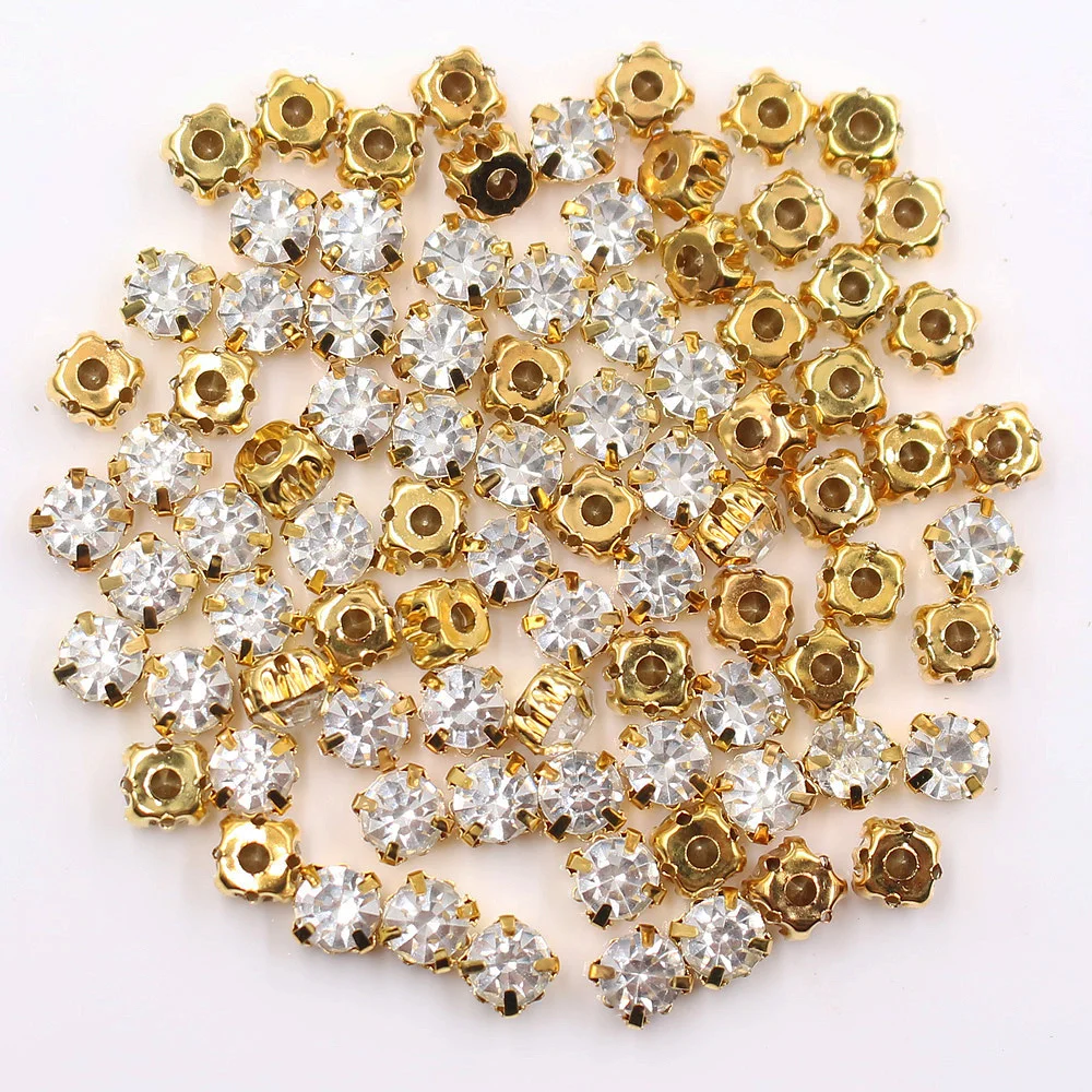 Стразы для шитья 6 мм Серебряные Кристаллы в форме когтей без горячей фиксации