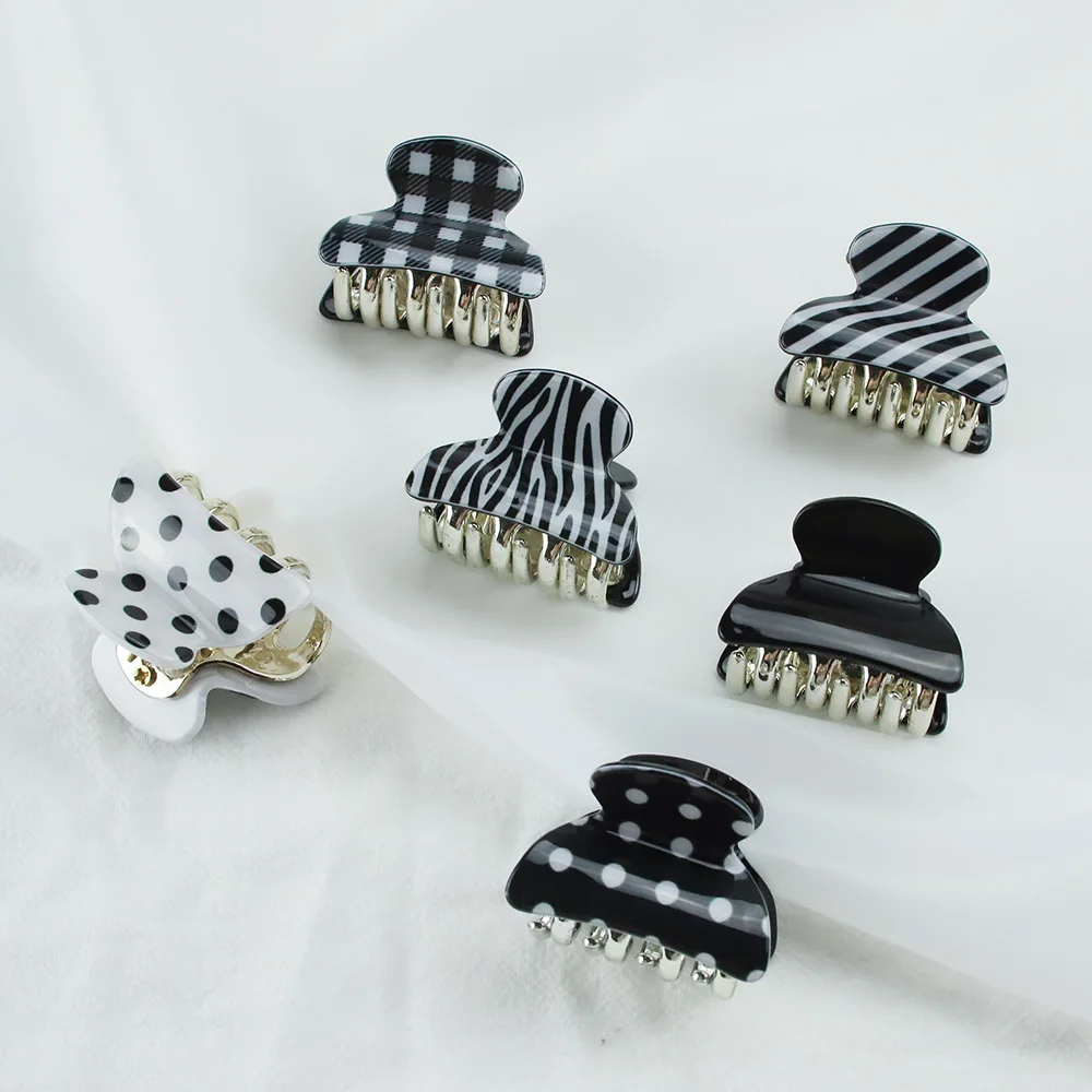 6PCS/Lot 4CM Acrylic Small Crab Hair Claw Clip Women Girls Cute Floral Leopard Plastic Barrette Clamp Hairpin Accessories |