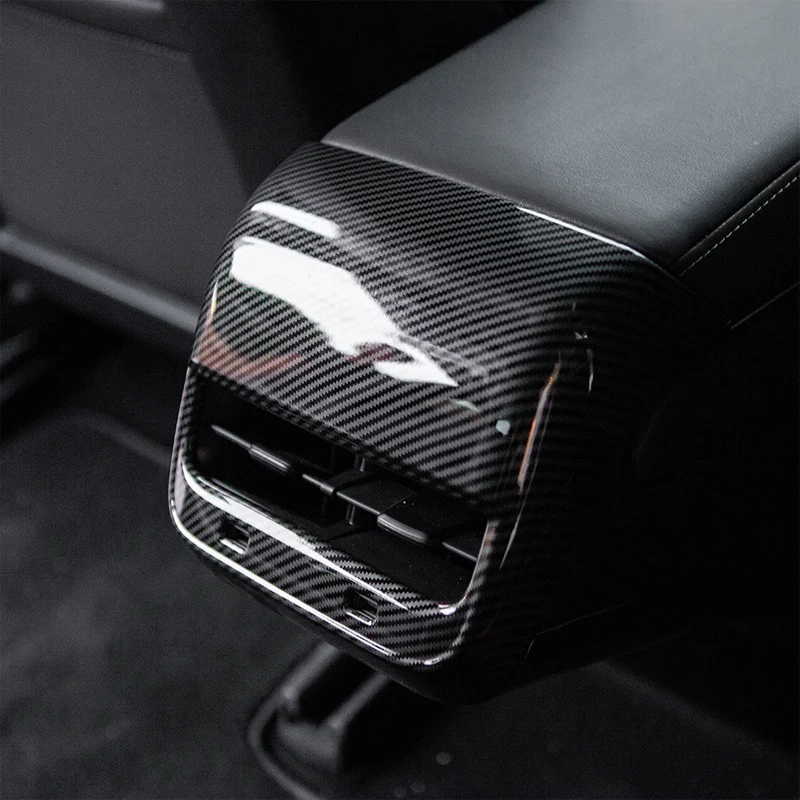 

Lsrtw2017 Car Rear Vent Frame Armrest Outlet Trim Cover Chrome for Tesla Model 3 2019 2020 2021 Accessories Auto Styling Parts