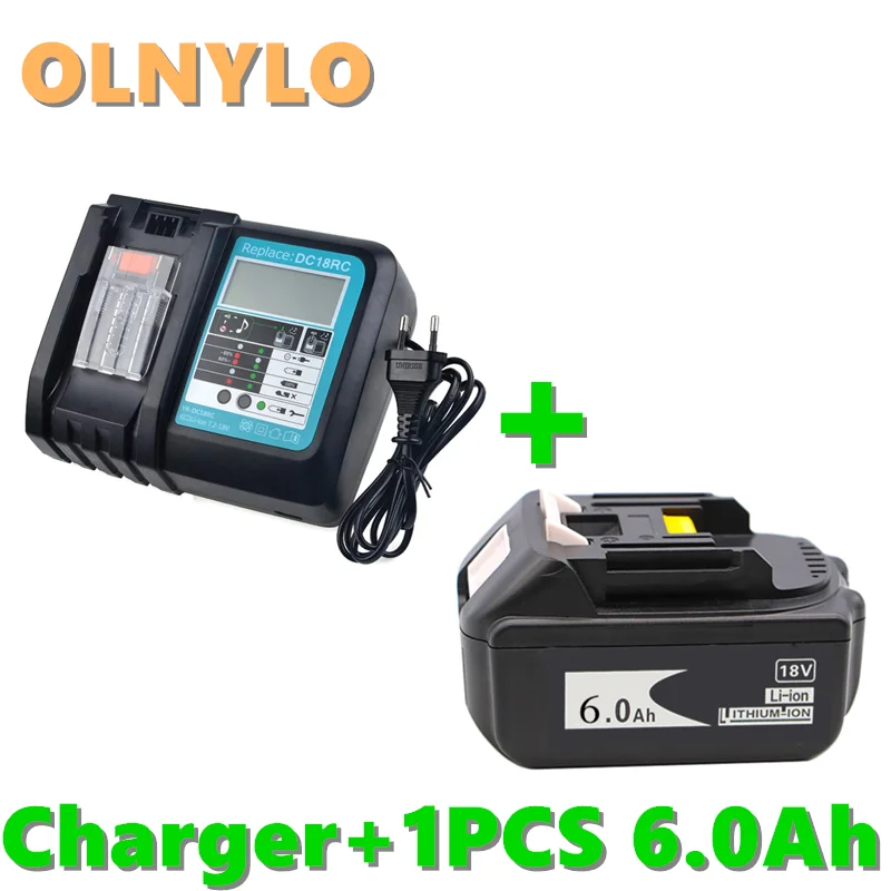 

Original BL1860 Rechargeable Battery 18 V 6000mAh Lithium ion for Makita 18v Battery BL1840 BL1850 BL1830 BL1860B+ 4A Charger