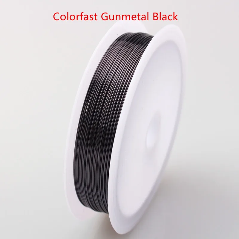 Colorfast Gun black Четырехслойный разноцветный комбинезон серебро Медный провод для браслет Цепочки и ожерелья самодельные Украшения, Аксессуары 0,2/0,25/0,3/0,5/0,6/1,0 мм ремесло Бисер провода HK018 - Цвет: Colorfast Gun black