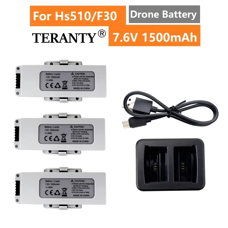 

Original 7.6v 1500mAh lipo battery With Charger Set For Hs510/F30 Drone RC Quadcopter Parts 7.6V Drone battery