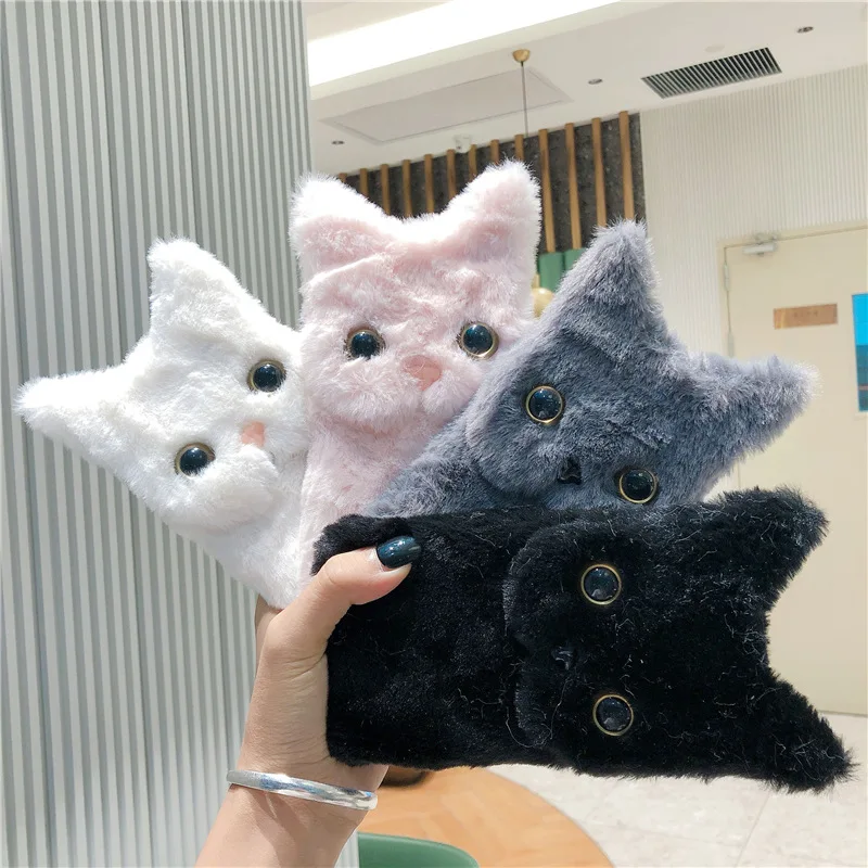 Теплый Зимний милый плюшевый чехол накладка с кошачьими ушками для Samsung Galaxy A3 A300