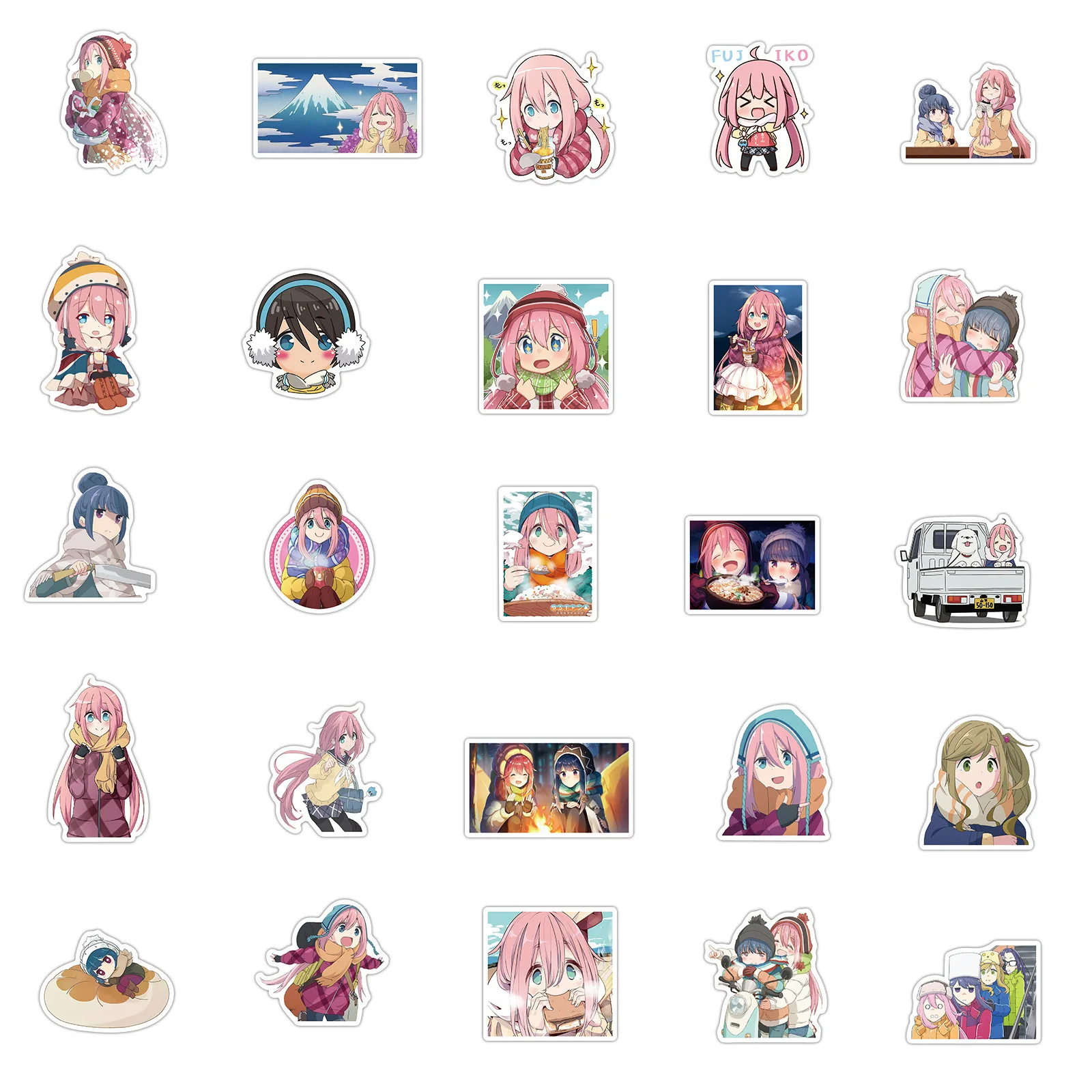Pegatinas de Anime para monopat&iacute;n, 50 Uds., Kawaii Shima Rin & Nadeshiko, calcoman&iacute;as impermeables, pegatina para ordenador port&aacute;til-3