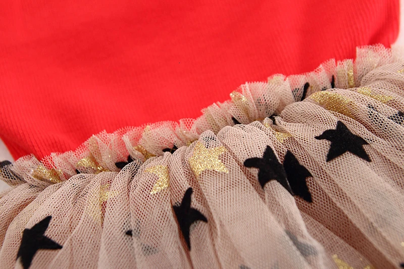 2020 Girls Clothes Dress Fashion Princess Pettiskirt Party Long Sleeve Spring Shiny Five-pointed Star Children |
