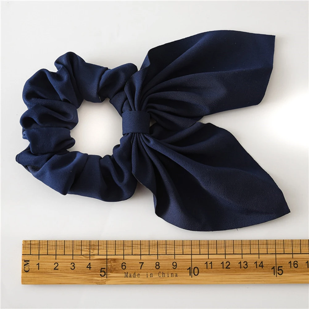 Red Blue Black Hair Ribbons Silk Hair Rope Women Fashion Scrunchies Rabbit Ears Knotted Hair Rope Bow Ponytail Holder Hair Ring images - 6