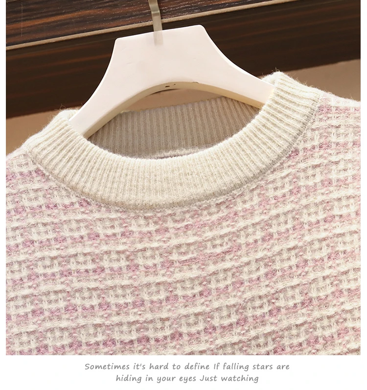 Большой плюс размер Sweater свитер одежда розовый комплект юбки для девочек костюм женский осенний комплект из 2 предметов s свитер+ юбка комплект из 2 предметов Vestidos