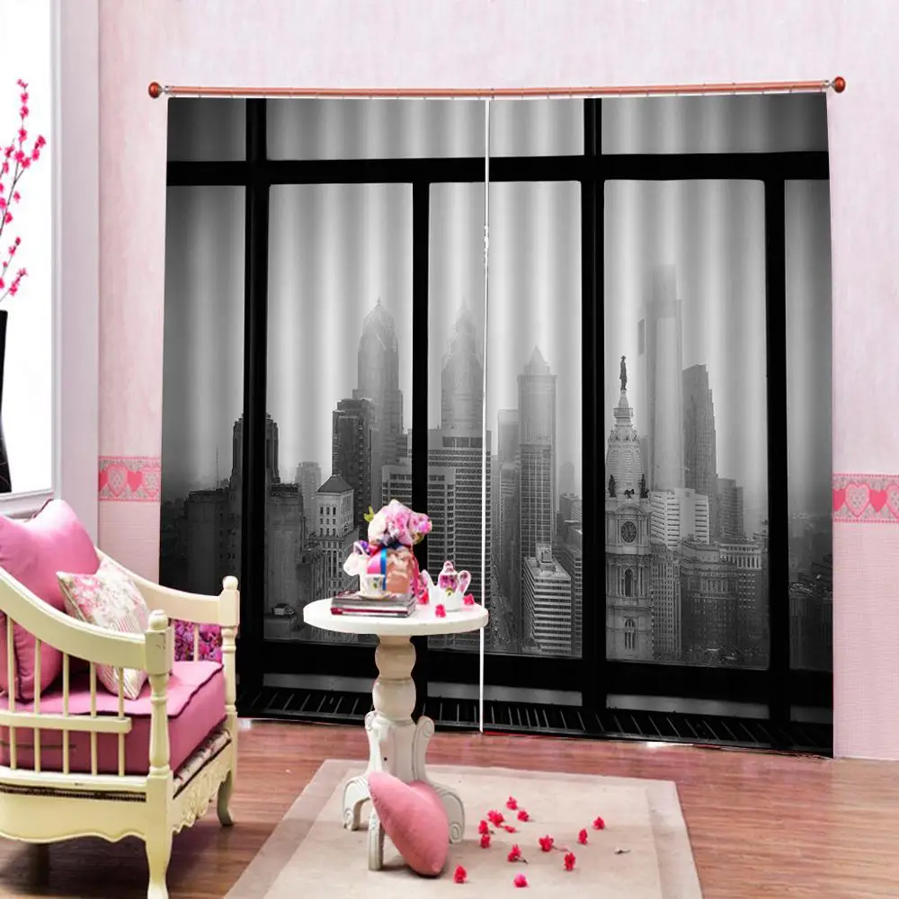 Серые занавески строительные шторы 3D затемняющие для гостиной постельное белье