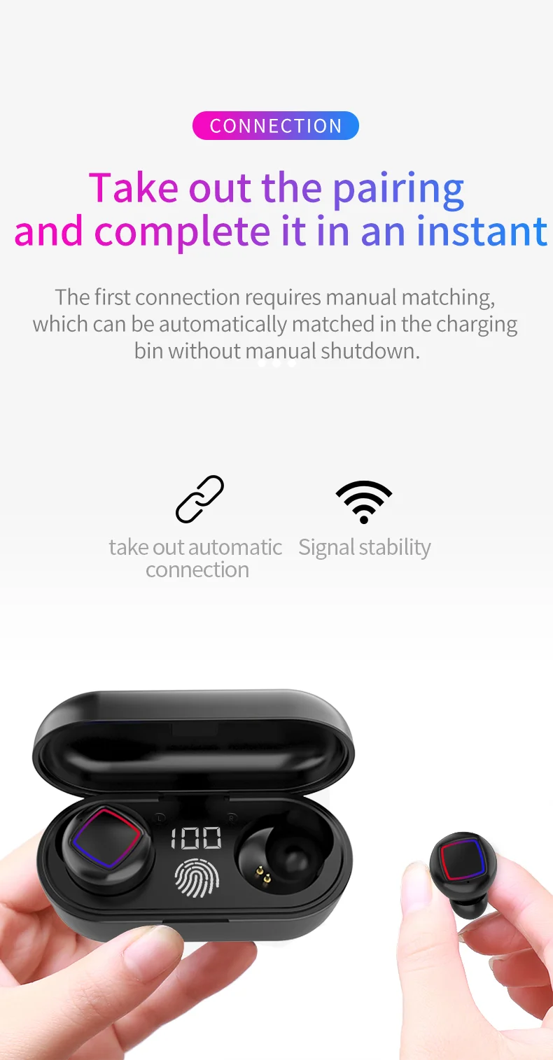 CALETOP Bluetooth 5,0 беспроводные наушники светодиодный дисплей IPX6 водонепроницаемые наушники с микрофоном Handsfree 400 мАч зарядный чехол