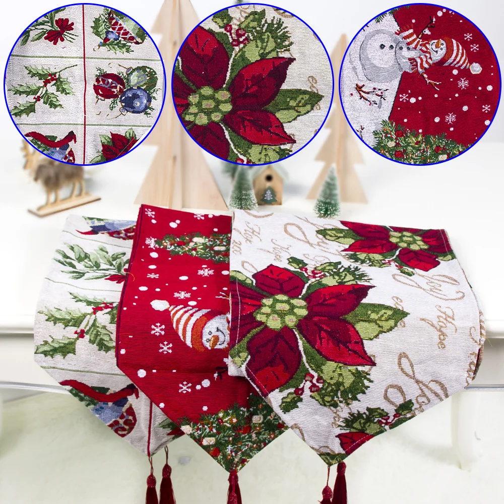 

Printed Table Runner Christmas Table Cloth Cover Xmas Tree Decoration Hangers For Home New Year Holiday Decor Home Textile