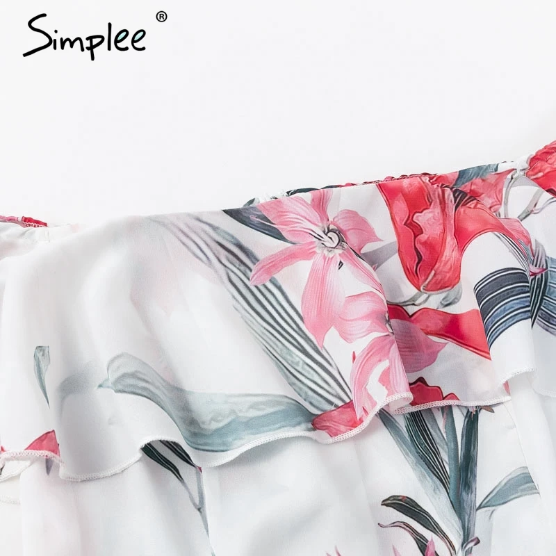 Simplee богемный цветочный принт женский комбинезон элегантный с открытыми плечами