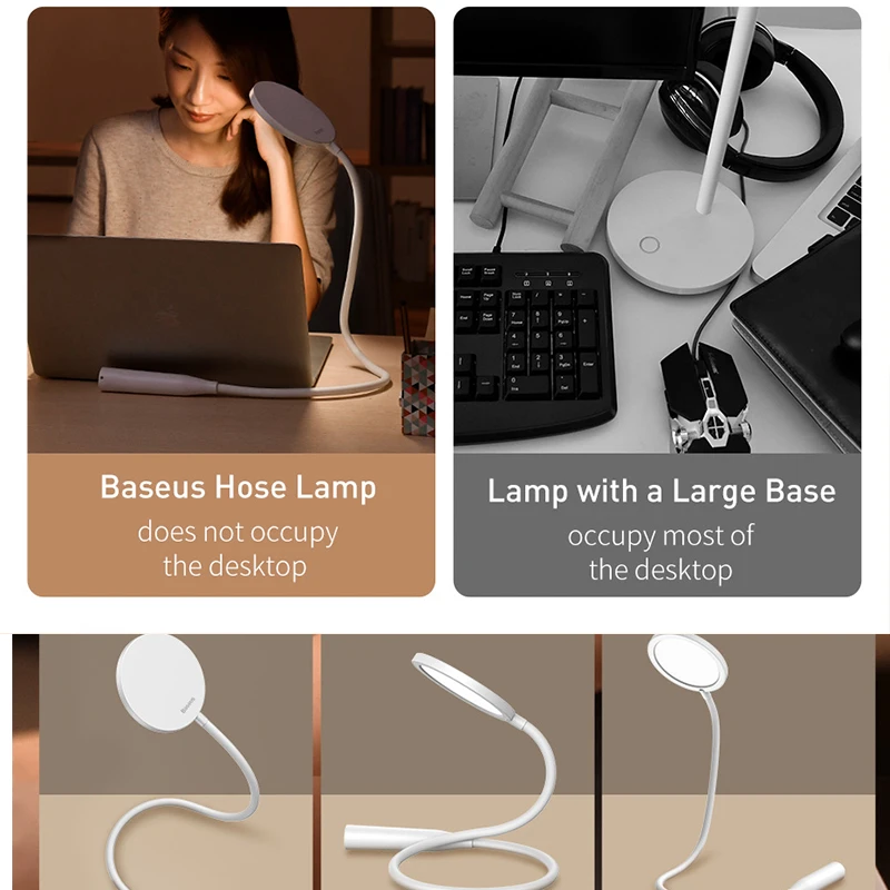 Перезаряжаемая Гибкая Светодиодная лампа 5 В настольная с плавной регулировкой