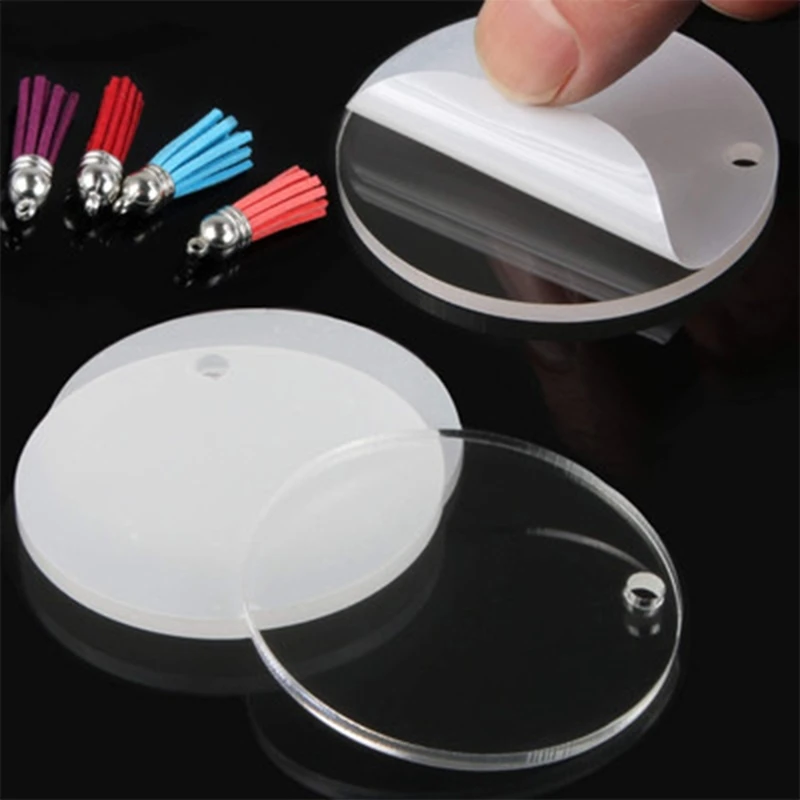 

1 Set Colorful Tassel Pendants Acrylic Keychain Blanks Transparent Round Discs Circles DIY Crafts Jewelry Accessories