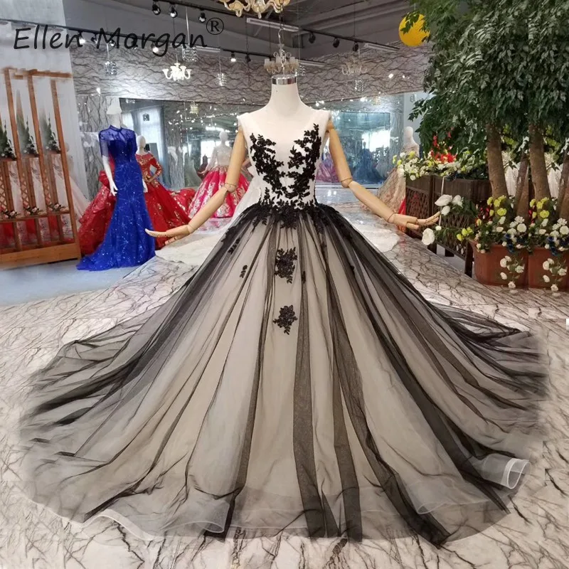 Реальные фотографии элегантные черные свадебные платья с вуалью Vestido De Novia с вырезом и аппликацией Тюль простые свадебные бальные платья