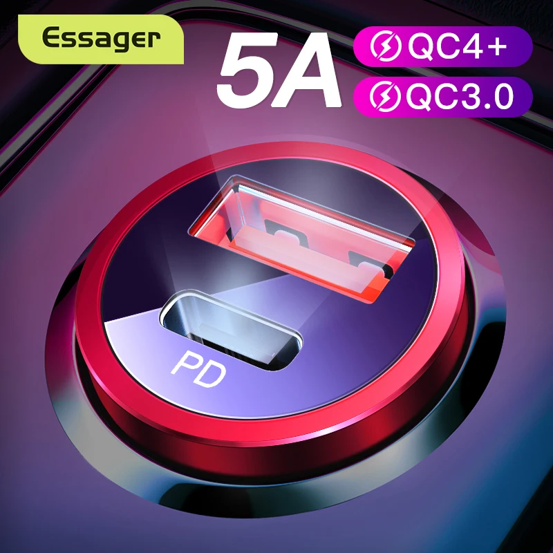 Автомобильное зарядное устройство Essager Quick Charge QC3.0/QC4.0 максимальный выход 30Вт 5А